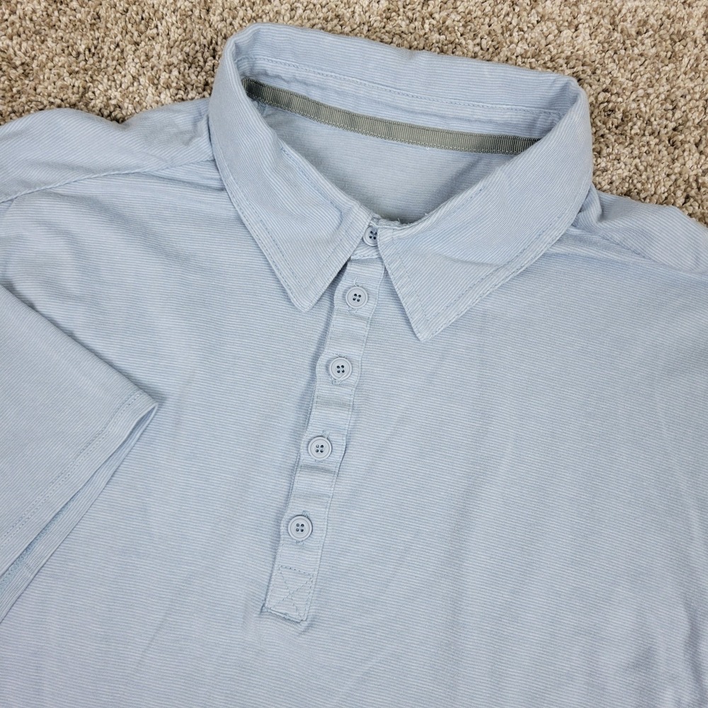 Hylete Mens XL Blue White Mini Stripe Performance Stretch Polo Short Sleeve